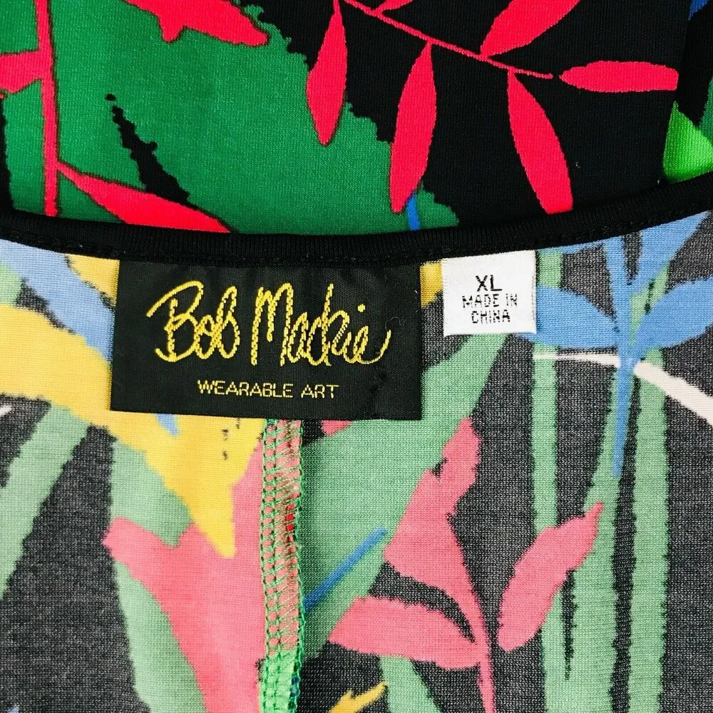 Bob Mackie XL Dress Multicolor Tropical Paradise Slinky Knit Art to Wear CH6